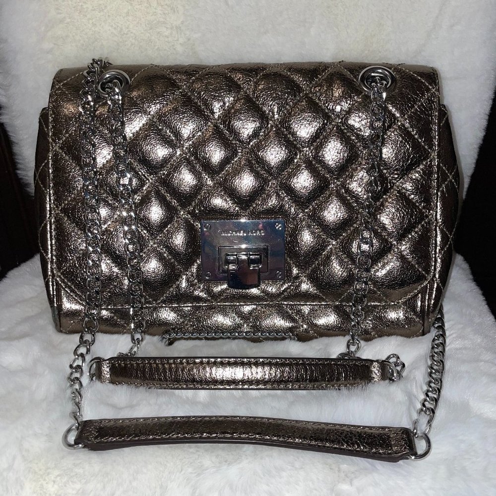 NWOT MK MICHAEL KORS Vivianne Quilted Leather Crossbody Shoulder Bag Chain Strap